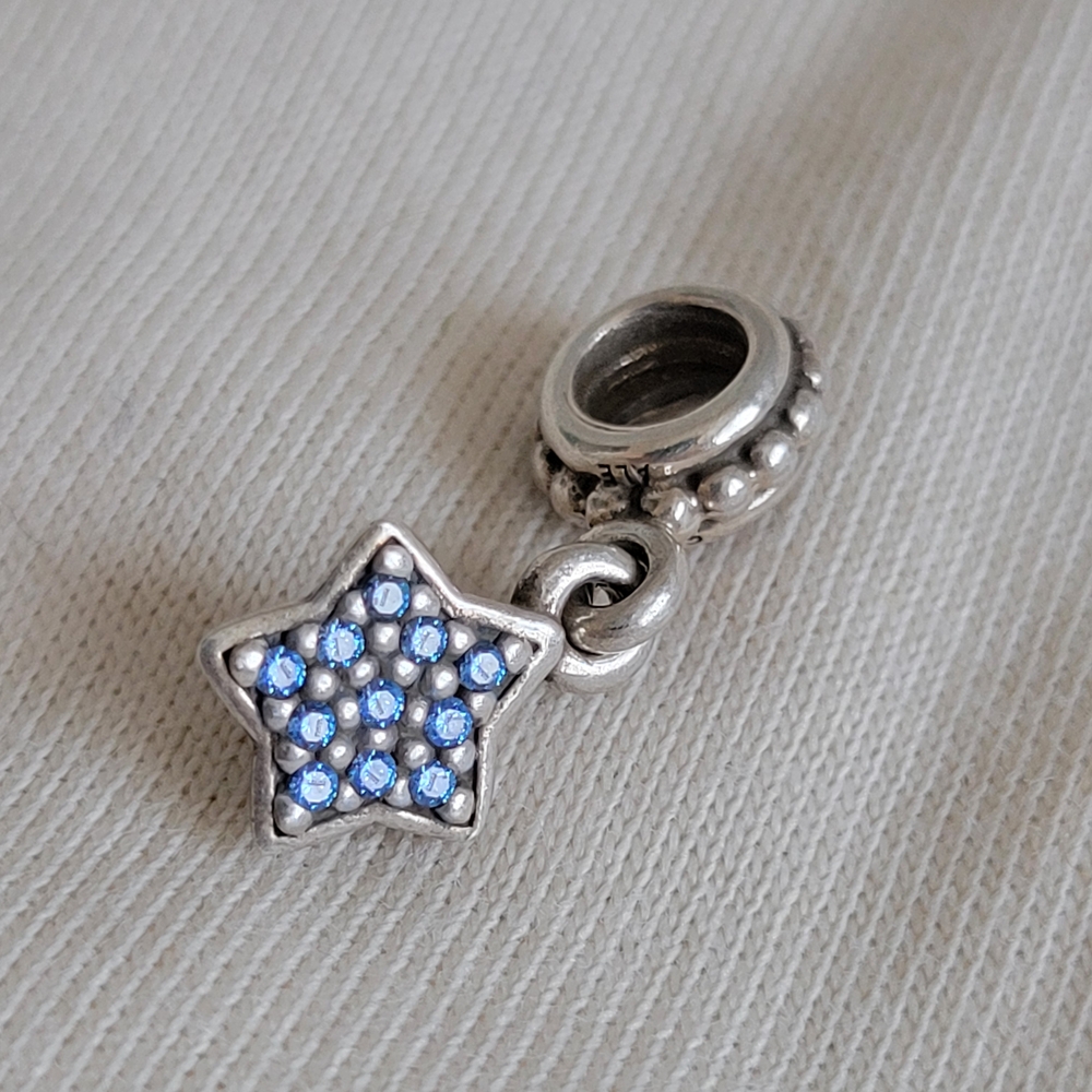 Pandora Blue Pavé Star Dangle Charm (Retired)